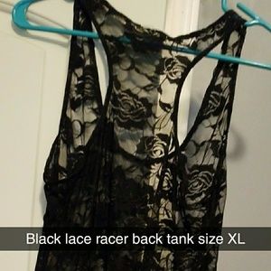 Black lace racer back tank